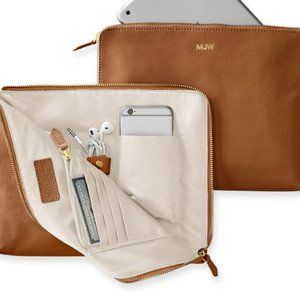 Mark and Graham Commute Clutch in Camel Leather